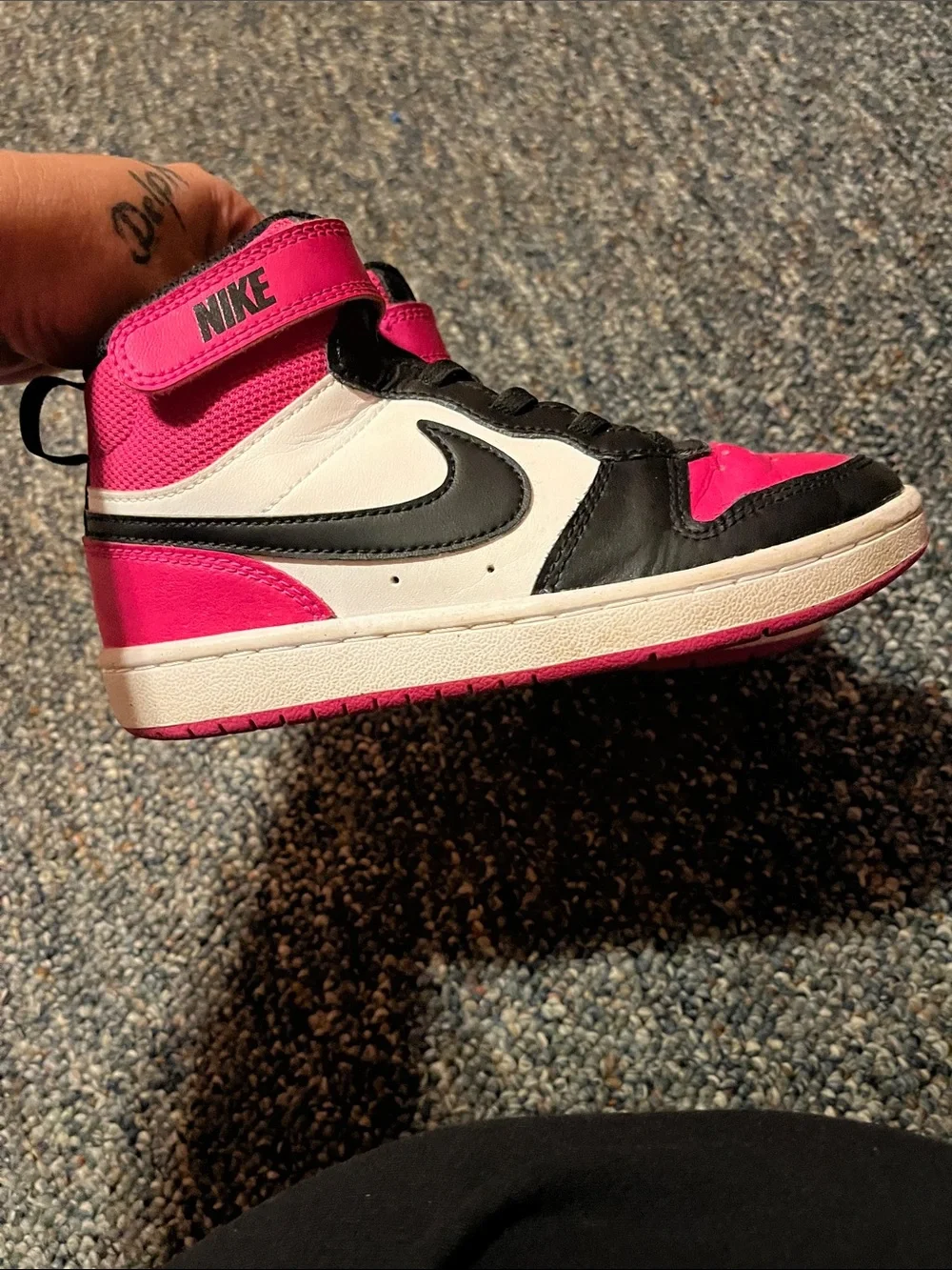Nike Kids High-Top Sneakers in Pink, Black and White